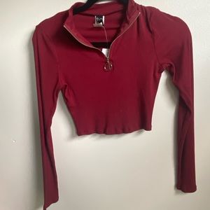 Windsor- Red Long Sleeve Crop Top